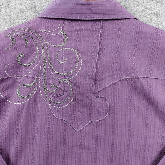 Wrangler Shirt Womens XL Western Metal Snaps Embroidered Rodeo Cowgirl Bling - Picture 4 of 10